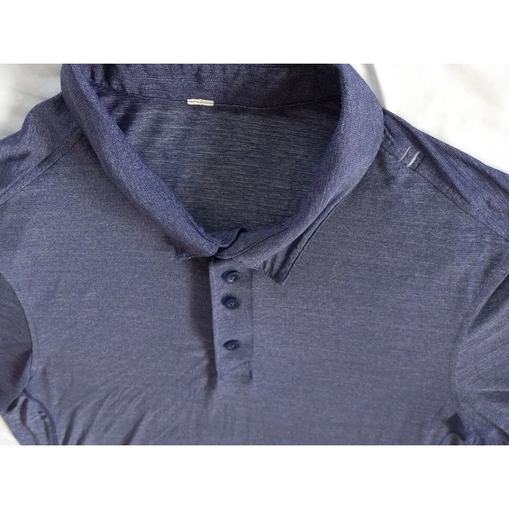 Lululemon Men's Short Sleeve Active Buttons Up Polo XL‎ Batik Dark Bright Blue - Picture 7 of 12